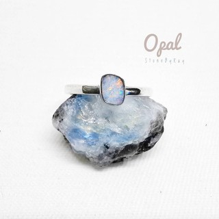 แหวนเงินแท้พลอยโอปอล Natural Opal Silver Ring