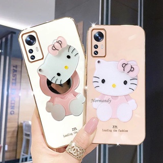 เคสโทรศัพท์ 2022 New Casing for Xiaomi 12 Mi 12Pro 11T Pro Mi 11 Lite 5G NE Fashion Plated Handphone Case TPU Soft Cover with Cute Cartoon HelloKitty Makeup Mirror Full Camera Protective Case เคส