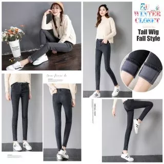 กางเกงยีนส์บุขน กางเกงยีนส์กันหนาว ใส่ติดลบ ลุยหิมะได้ "Korea design" Leggings women กางเกงขายาวบุขน ยีนส์บุขน