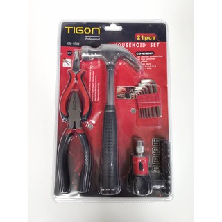 TIGON ชุดเครื่องมือเอนกประสงค์ 21 ชิ้น HOUSEHOLD SET 21 pcs รุ่น HZE-8702