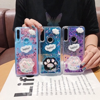 สําหรับ การ์ตูน อุ้งเท้าแมว Huawei Mate20X Mate20 Pro Mate10 Mate9 Y Max Honor 8X 10lite เคสมือถือ Soft TPU Case เคสป้องกัน Glitter Quicksand Pressure Relief Bag เปลือกใส