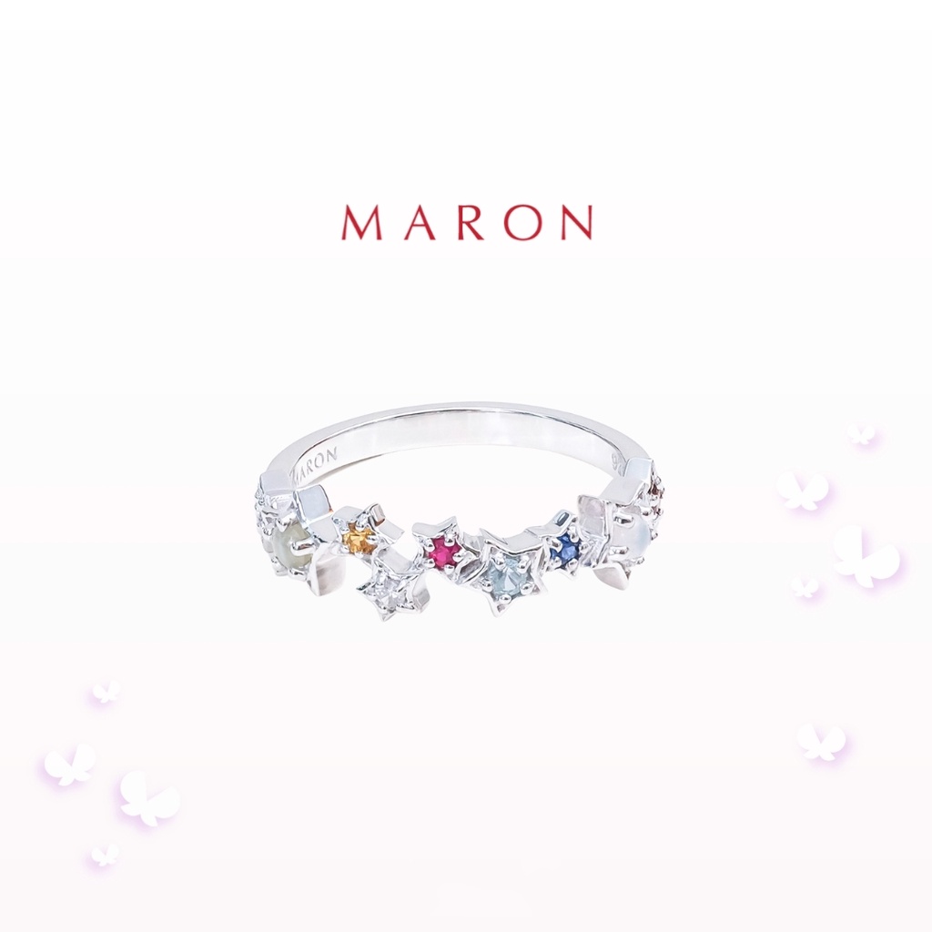 MARON - Nine Lucky Stars Eternity Ring ชุบไวท์โกลด์ แหวนดาวนพเก้า เสริมดวง เงินแท้925
