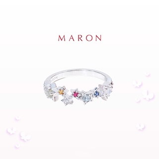 MARON - Nine Lucky Stars Eternity Ring ชุบ White Gold แหวนดาวนพเก้า เสริมดวง เงินแท้925