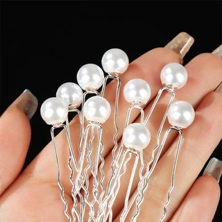 NIMENG 20 ชิ้นดอกไม้ Hairpin Stick งานแต่งงานคริสตัลเพิร์ล Hairpin เจ้าสาว Tiara U รูปคลิปผม