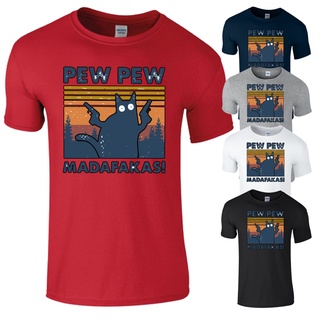 เสื้อยืดครอปPew Pew Madafakas! เสื้อยืด ลายตลก โอเวอร์ไซซ์ S-M-L-XL-XXL-3XL-4XL-5XLS-5XL