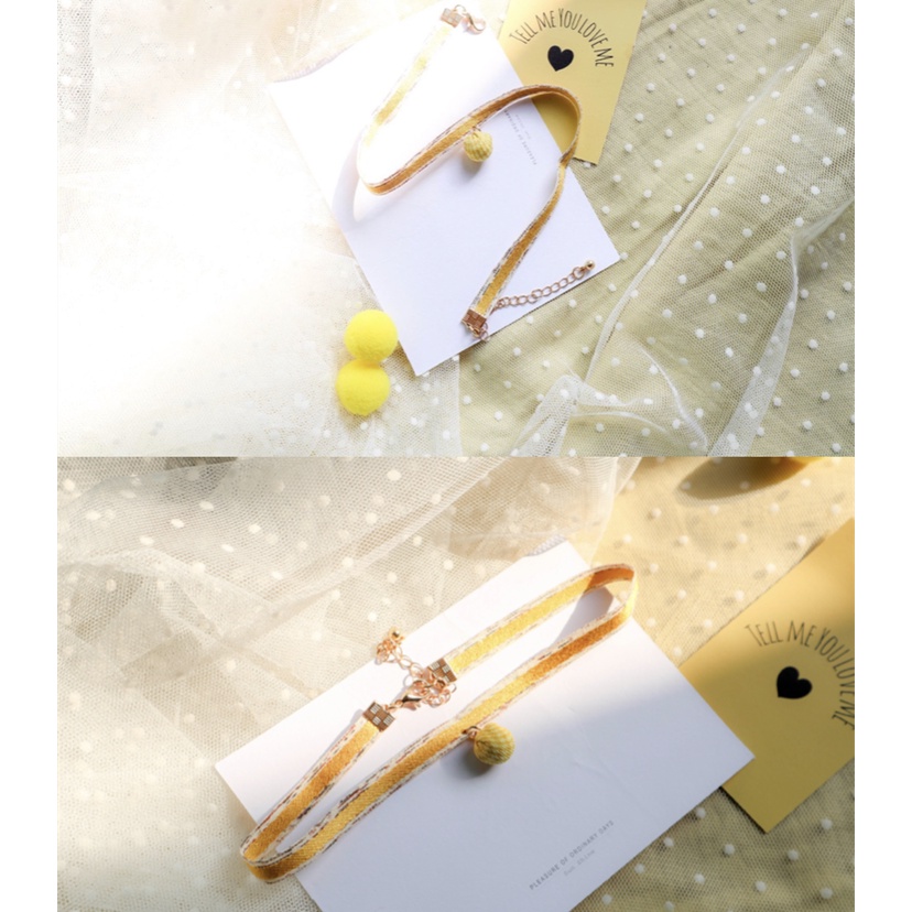 เครื่องประดับ สร้อยคอโชคเกอร์ สีเหลือง แฟชั่นฤดูใบไม้ผลิ และฤดูร้อน สไตล์ญี่ปุ่น สําหรับผู้หญิง