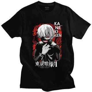 เสื้อยืดแขนสั้น ผ้าฝ้ายแท้ พิมพ์ลายอนิเมะ Tokyo Ghoul Kaneki Ken สไตล์ญี่ปุ่น ฮาราจูกุ สําหรับผู้ชาย