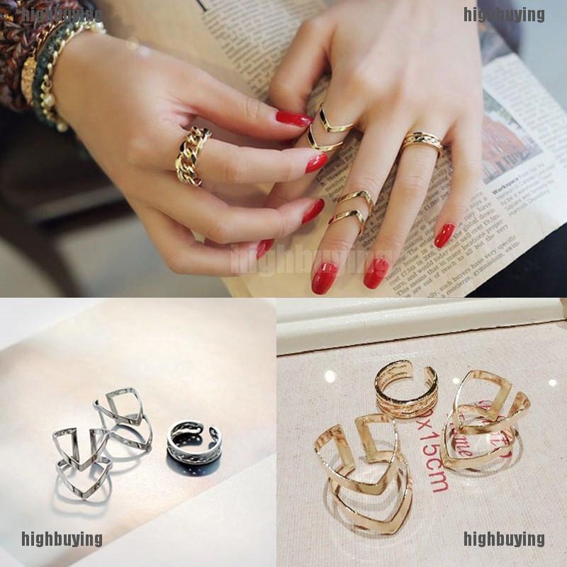 New Punk Cuff แหวน 3pcs/set Gift for Women ส่วนลด100 บาท โค้ด