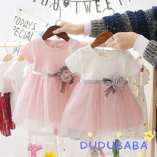 ( dudubaba ) ชุดเดรส แขนสั้น ผ้าตาข่าย สำหรับเด็ก 0 - 3 ปี