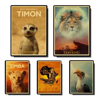 โปสเตอร์สติกเกอร์ติดผนัง ลายภาพยนตร์ Lion King แนวเรโทร สําหรับตกแต่งบ้าน ห้องนั่งเล่น