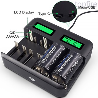 อุปกรณ์ที่ชาร์จแบตเตอรี่ 8 สล็อต Usb Powered Aa / Aaa / C / D พร้อมหน้าจอ Lcd