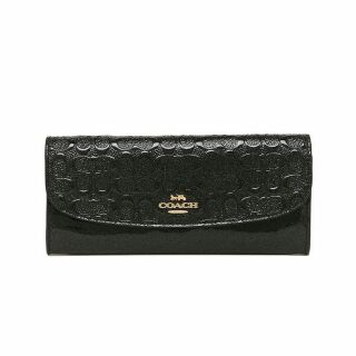 New Coach Soft Long Wallet in Black Patent Leather GHW - 3,900 ฿