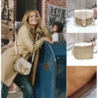 GEORGIE SADDLE BAG IN SIGNATURE CANVAS (COACH C2806) IM/LIGHT KHAKI CHALK