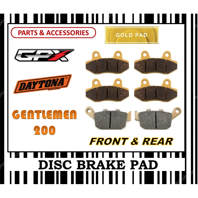 ชุดผ้าเบรค GPX GENTLEMAN 200 FR0NT & REAR DAYTONA TYPE GOLD