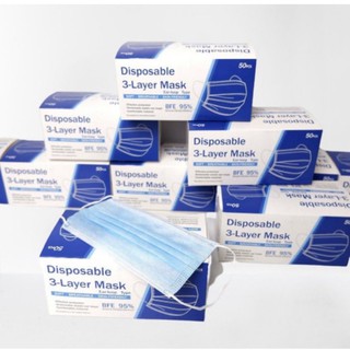 หน้ากากอนามัย Disposable 3-Layer Mask 1กล่อง50ชิ้น หนา3ชั้น