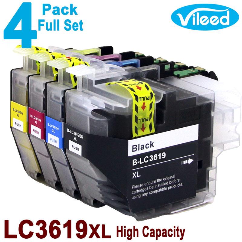 ANGO 4 Pack LC3619 XL BK C M Y Full Set Print Ink Cartridge for Brother MFC J2330DW J2730DW J3530DW 