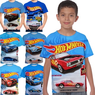 (มีสินค้า) Hotwheels Cars เสื้อยืด เสื้อครอปท็อป คอสเพลย์ สําหรับเด็กผู้ชาย และเด็กผู้หญิง