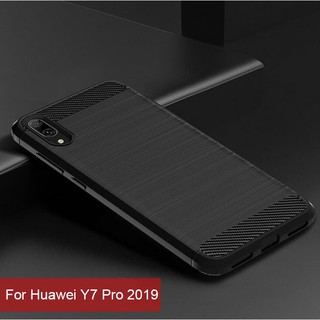 เคสโทรศัพท์คาร์บอนไฟเบอร์กันกระแทกสำหรับ Huawei Y7 Pro 2019