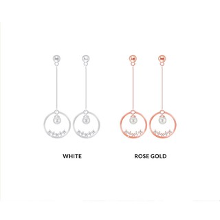 Mirror Dress ต่างหู Inlaid Zircon Pearl and Star S 925 สำหรับคนแพ้ง่าย