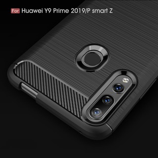 Huawei Y9 Prime 2019 นุ่ม คาร์บอนไฟเบอร์ กันกระแทก บาง เคสป้องกันด้านหลัง เคสโทรศัพท์