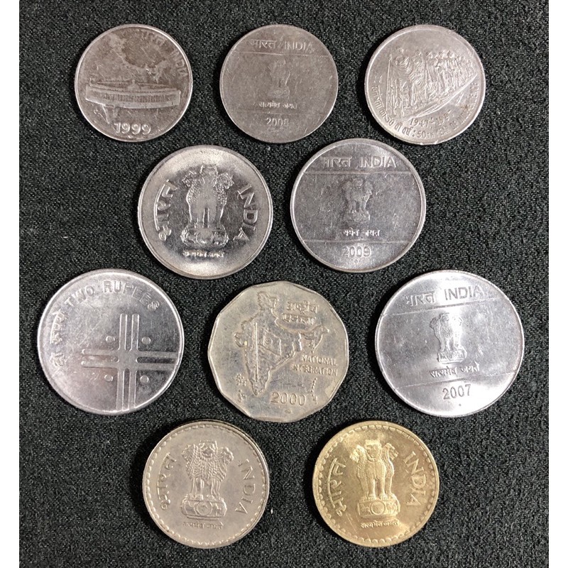 World coins, เหรียญต่างประเทศ India อินเดียรุ่นเก่า และใหม่ รวม10เหรียญ