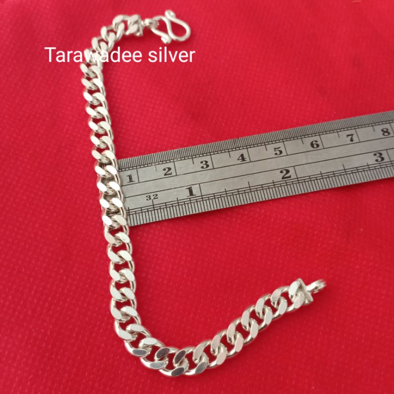 สร้อยข้อมือเงินแท้92.5 ลายเลสแบน ขนาดกว้าง6.3มิล ผู้ชายผู้หญิงใส่ได้ มีใบรับประกัน รหัสสินค้าTAGD180 - รูปที่ 2