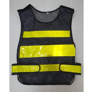 แนะนำ!! เสื้อสะท้อนแสง ตาข่าย หนา แบบสวม สีดำ เสื้อกั๊กสะท้อนแสง เสื้อจราจร safety