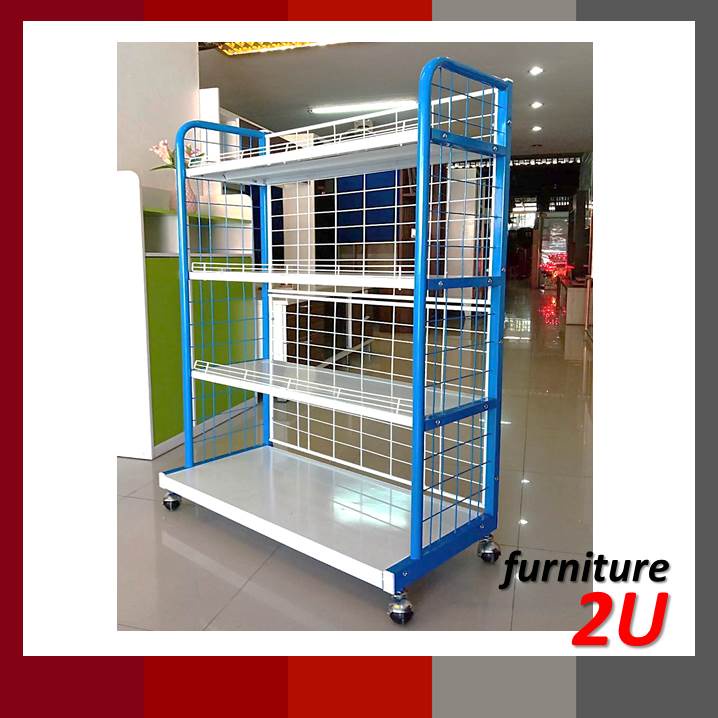 ส่งไว น้ำเงินรุ่นใหม่เพิ่มที่กั้นของของตกด้านข้าง!! ชั้นวางของมีล้อ เคลื่อนย้ายได้ แข็งแรง
