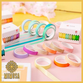 MIMOSA (เซ็ตกล่อง 6 ม้วน) วาชิเทป เทปกระดาษ เทปกาว เทปตกแต่ง เทปสีสดใส ยาว 3 เมตร หน้ากว้าง 0.9ซม. ตกแต่งไดอารี่ Planner