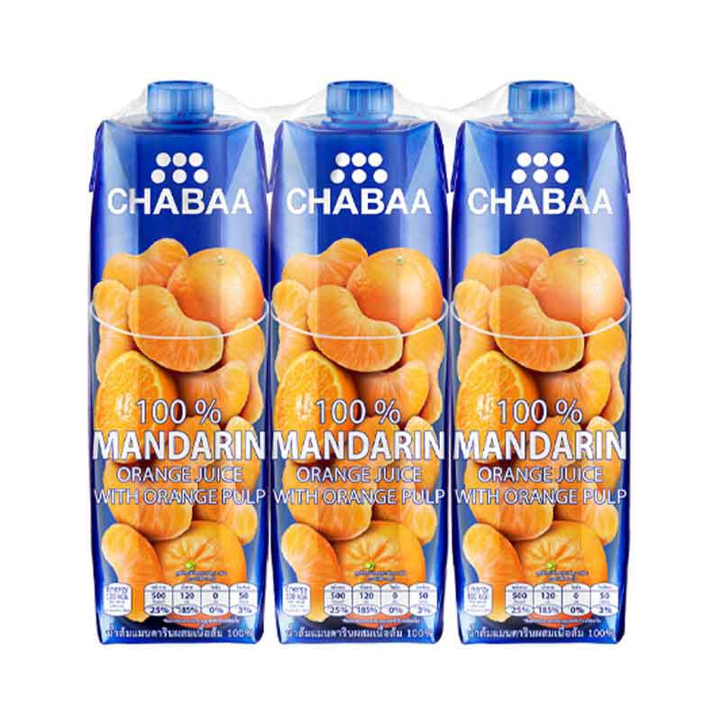 ส่งฟรี  ชบา น้ำส้มแมนดารินผสมเนื้อส้ม100% ขนาด 1000ml ยกแพ็ค 3กล่อง 1L 1ลิตร CHABAA MANDARINE ORANGE JUICE     ฟรีปลายทาง