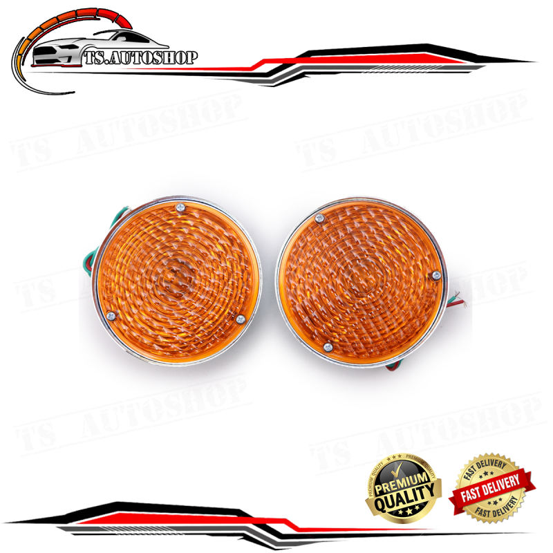 ไฟหรี่ ข้าง ทรงกลม แบบสกรู เลนส์สีส้ม 2 ชิ้น ขนาด 4.5นิ้ว Jeep Willys Jeep CJ3 CJ5 CJ6 CJ2A CJ3A CJ3
