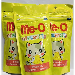 Meo ทรีตแมว มีโอ Cat Treats ขนมแมว ขนมแมวเม็ด รสแซลมอน ขนาด 50กรัมต่อถุง จำนวน 3 ถุง