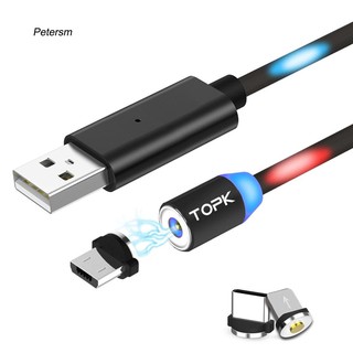 สายเคเบิ้ล pst_topk แม่เหล็ก Type-C Micro USB 2.1 A สำหรับ iPhone Android