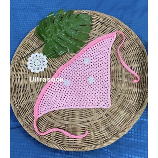 35(พร้อมส่ง) ผ้าโพกหัวไหมพรมโคเชต์ถักมือปราณีตทุกชิ้นhandmadeแนววินเทจ🧶🌈