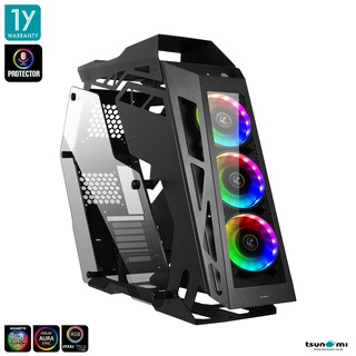 เคสคอมพิวเตอร์ Tsunami Protector Titan KK Open Air Surrounded Tempered Glass Mutant Gaming Case with Protector 1263K Cooling Fan with H (รับประกันสินค้า 1 ปี)