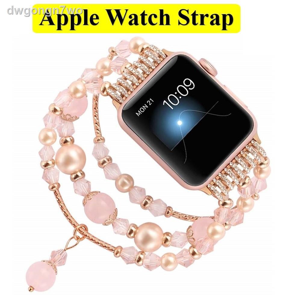 24 ชั่วโมง 100 % จัดส่ง¤✾หรูหรา สายนาฬิกา Apple Watch ทำด้วยมือ ลูกปัด สาย Applewatch Series 1/2/3/4/5/6 / Apple Watch