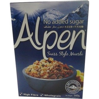 Alpen No Added Sugar Muesli 560g อัลเพนมูสลี่เกล็ดข้าวโอ๊ตและข้าวสาลีผสมผลไม้ถั่ว 560 กรัม สินค้านำ