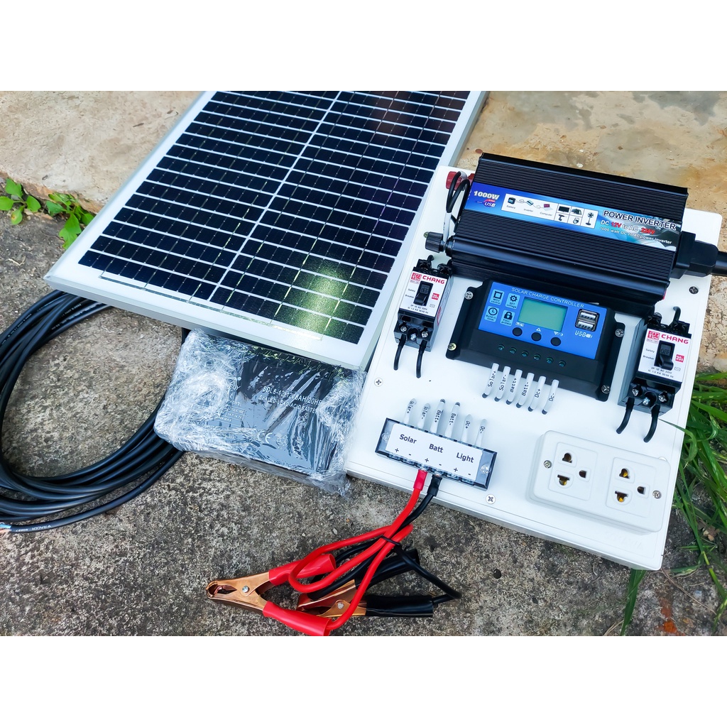 ชุดนอนนา 1000W ชุดคอนโทรลเลอร์ชาร์จเจอร์ โซล่าเซลล์ พลังงานจากแสงอาทิตย์12V/220V  พร้อมแผง20w แบตเตอรี่8A พร้อมใช้งาน ราคา ถูกที่สุด ดีลบีเคเค แกลเลอรีภาพที่ 4