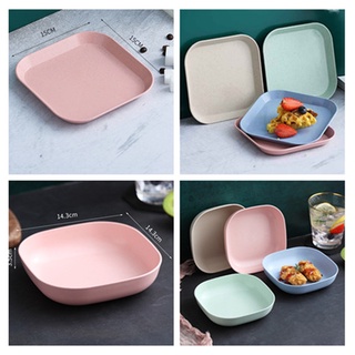 【COD】1pc kitchen multi-funcation candy color Fruit vegatable Square Dish Snacks Plate