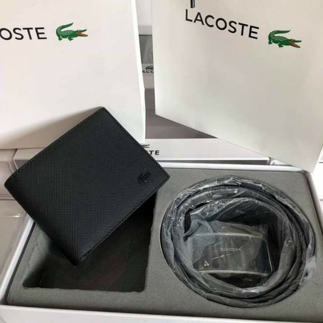 Lacoste 🐊 แท้outlet เซตเข็มขัด+กระเป๋าสตางค์