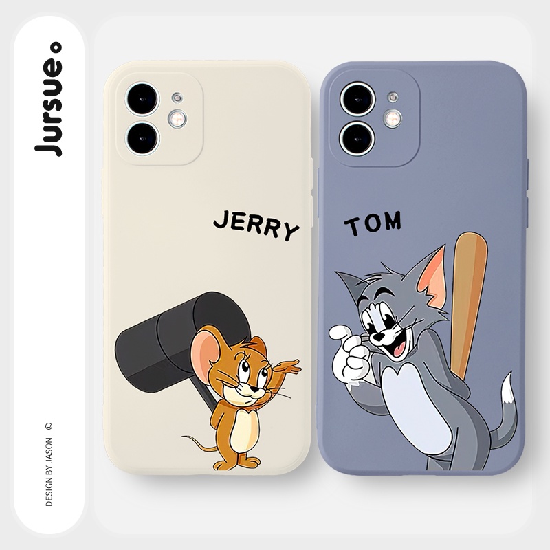 JURSUE เคสคู่ เคสไอโฟน คู่รัก ขอบเหลี่ยมกันกระแทกซิลิโคนนุ่มการ์ตูนน่ารักตลก เคสโทรศัพท์ Compatible for iPhone 16 15 14 13 12 11 Pro Max SE 2020 X XR XS 8 7 Plus พลัส Y2170