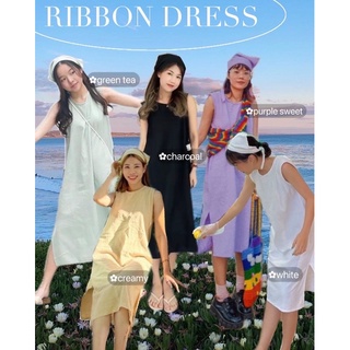 ✨Ribbon Dress〰️🍙  (ชุดเช็ตเดรส+ ผ้าโผกผม 🚪🪄)