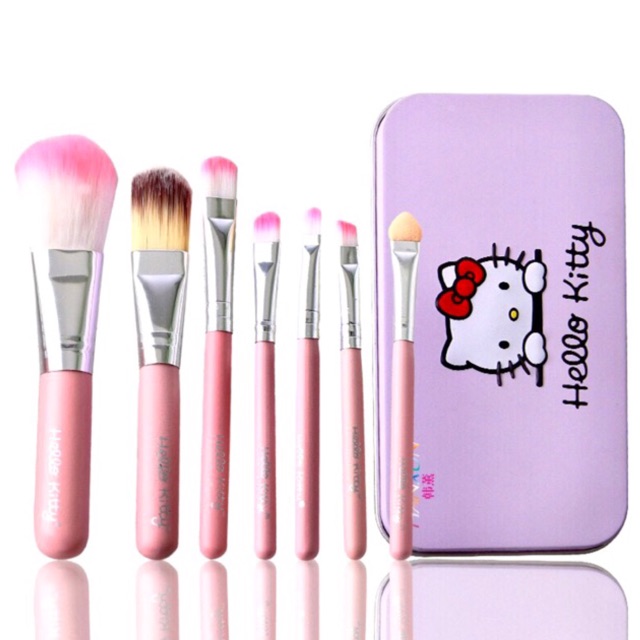 ชุดแปรง Hello Kitty #ชุดแปรงแต่งหน้า 7 ชิ้น Hello คิตตี้ชมพูี