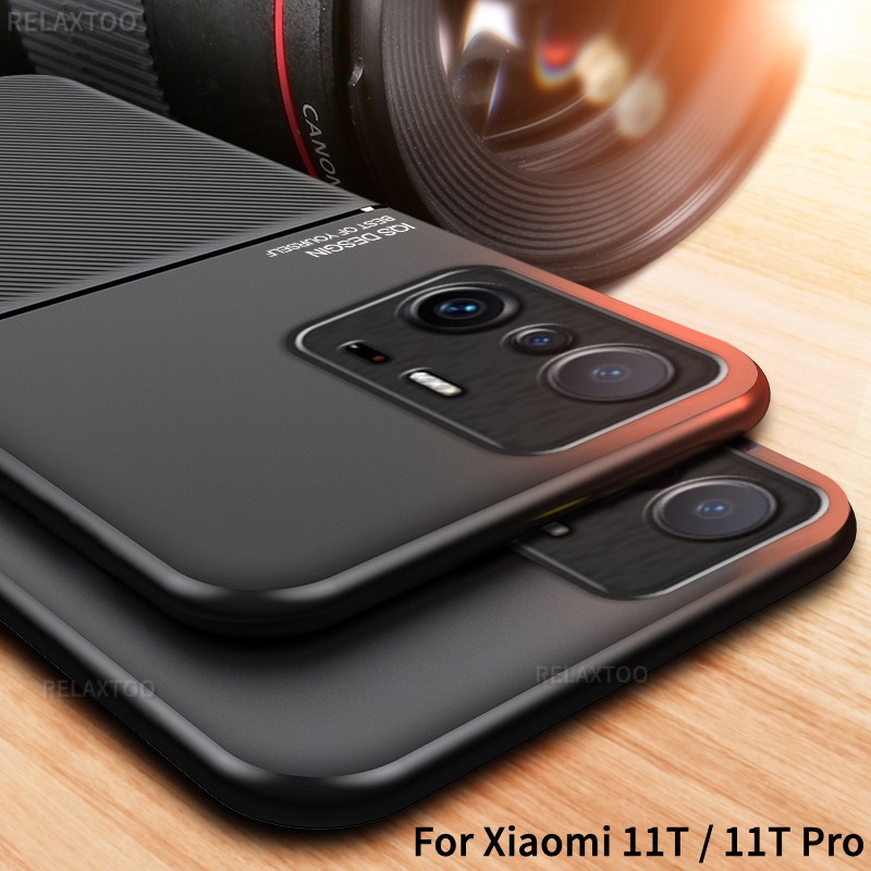 Casing For Xiaomi 11T Mi 11T mi11t Pro 5G Matte 3D Leather Texture Soft Edge Shell Simple Phone Case Back Cover Built-in Magnetic Iron Piece