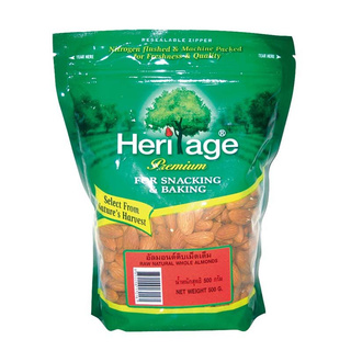 **  โปรสุดคุ้ม  ** เฮอริเทจ อัลมอนด์ดิบ เม็ดเต็ม 500 กรัม Heritage Raw Natural Whole Almonds 500 g