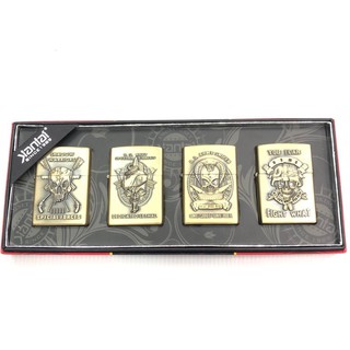 ไฟแช็คน้ำมันชุด 4 อันลาย NO1  ใช้น้ำมันในการจุดไฟ ขนาด 55x40 mm