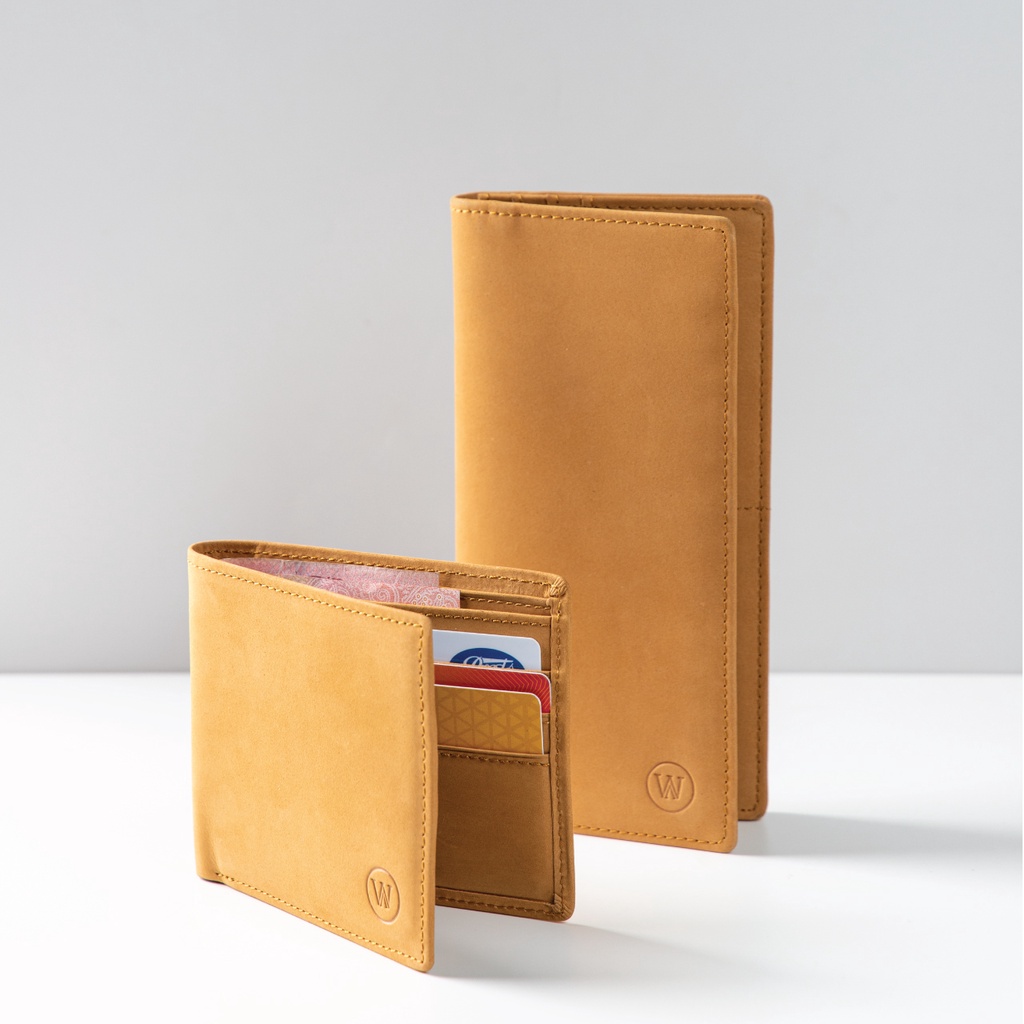 WALLER  กระเป๋าสตางค์หนังแท้รุ่นหนังนูบัค สีน้ำตาลหนังวัว หนังแท้ ยิ่งใช้ยิ่งสวย