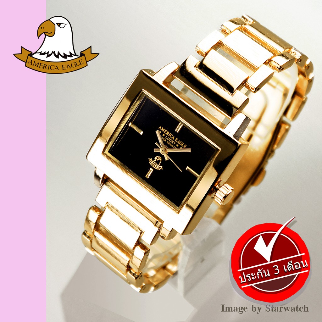 นาฬิกา AMERICA EAGLE สำหรับผู้หญิง สายสแตนเลส รุ่น AE76L -Gold/Black