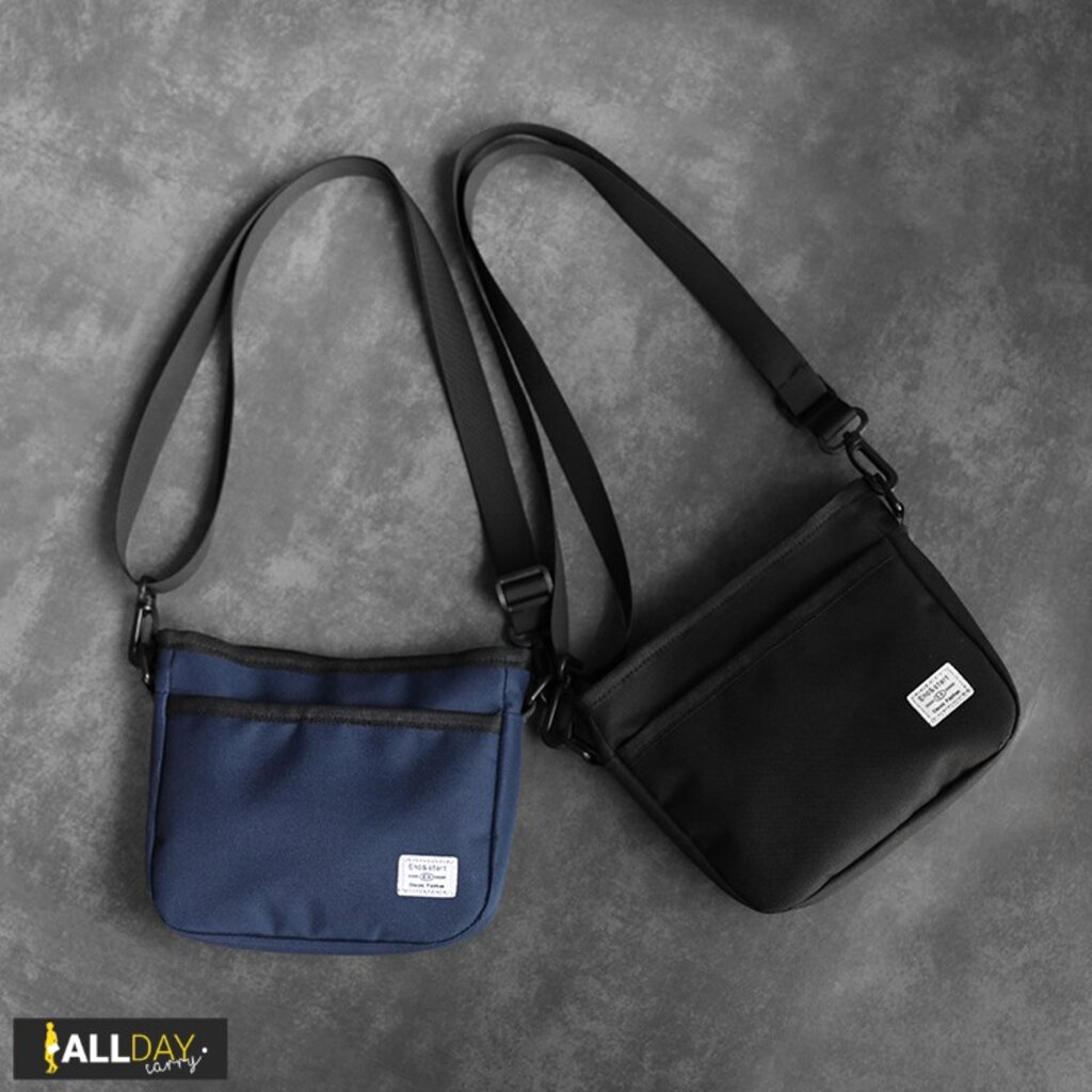 มาใหม่! 6B27 กระเป๋าสะพายข้าง สีดำ กรมท่า สวยเท่ ผ้า Nylon กันน้ำ ผู้ชาย ผู้หญิง