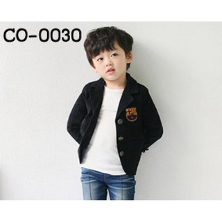 เสื้อแจ็คเก็ต เสื้อคลุมเด็กผู้ชาย สีดำ ปักตราสโมสร บาเซโรน่าตรงหน้าอกด้านซ้าย CO0030
